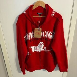 True Religion Red Zip Up Hoodie NWT